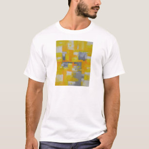 T-shirt peinture gris jaune blanc abstrait