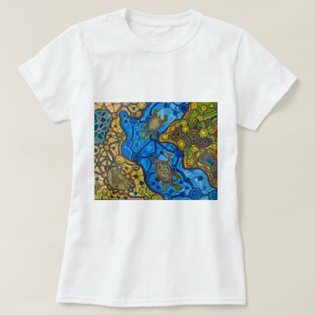 T-shirt Peinture indigène de tortues (Design devant)