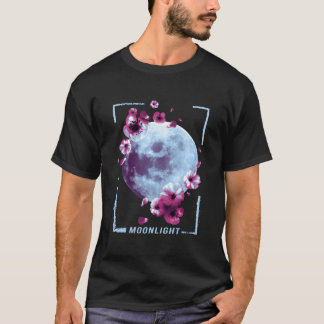 T-shirt Peinture japonaise Clair de lune sous les fleurs d