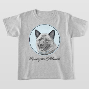 T-shirt Peinture norvégienne Elkhound - Art original Chien
