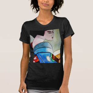 T-shirt Peinture originale aquarelle d'une geisha japonais