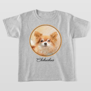 T-shirt Peinture originale de chien Chihuahua à poils long