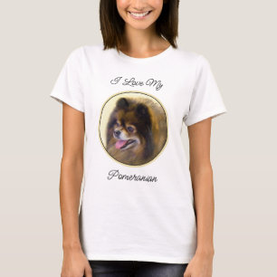 T-shirt Peinture originale de Pomeranian noir et feu - Art