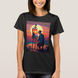 T-shirt Peinture Paysage Collecteur Peintre Papa Au Couche