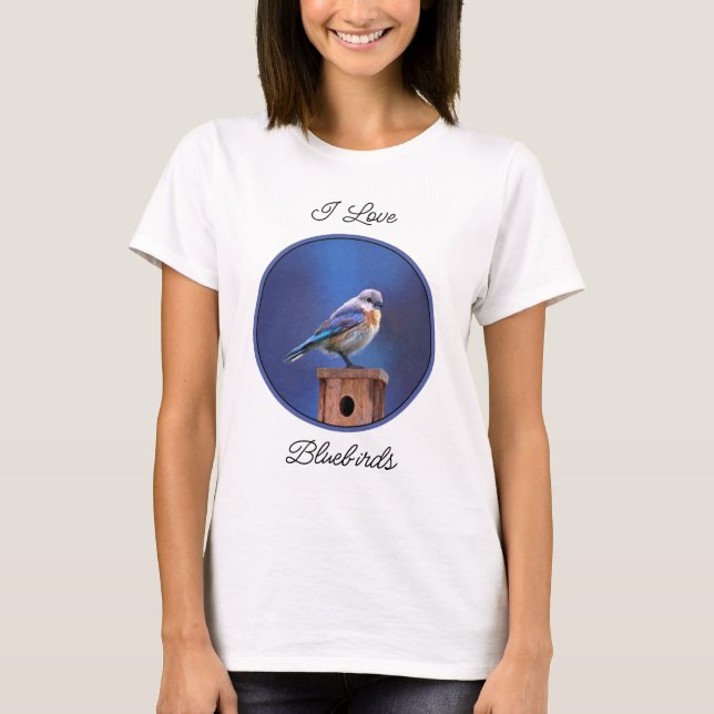 T-shirt Peinture pour oiseaux bleus (femelle) - Art origin (Devant)
