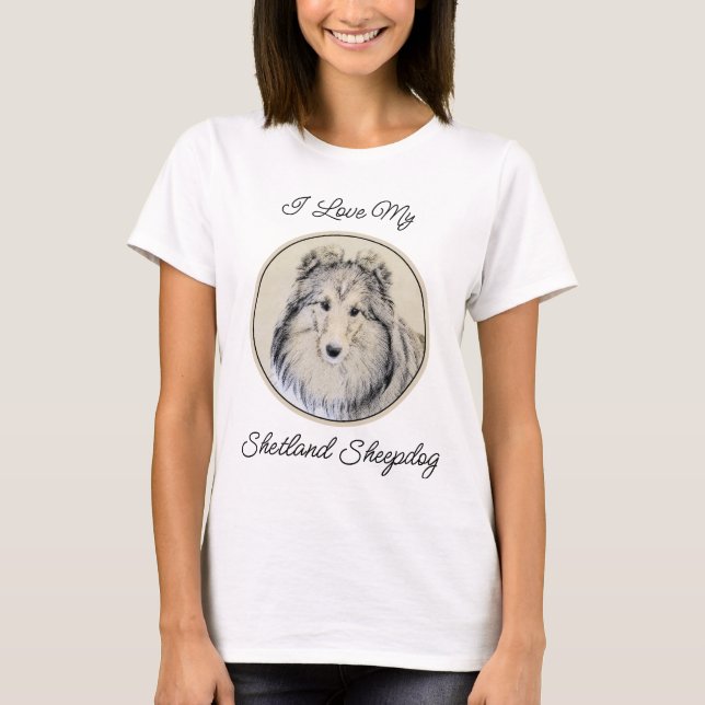 T-shirt Peinture Shetland Sheepdog - Jolie art original ch (Devant)