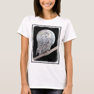 T-shirt Peinture sur la Chouette neigeuse et la Lune - Art