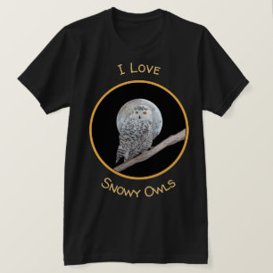 T-shirt Peinture sur la Chouette neigeuse et la Lune - Art