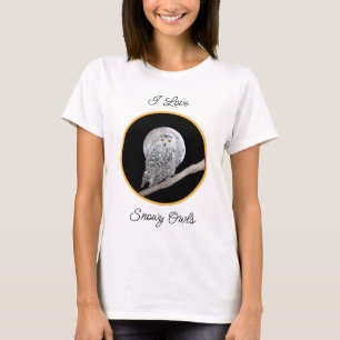 T-shirt Peinture sur la Chouette neigeuse et la Lune - Art