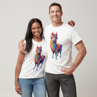 T-shirt Peinture Whimsical Rainbow Llama