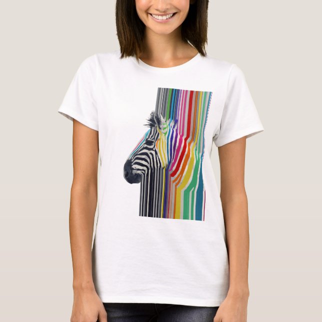 T-shirt Peinture Zèbre Colorée Grandes Vibrantes (Devant)