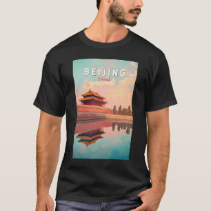 T-shirt Pékin Chine Illustration Voyage Art Vintage