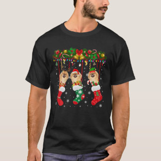 T-shirt Pekingese Dans Le Sock Xmas Reindeer Père Noël ELF