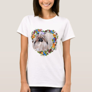 T-shirt Pékinois dans un cœur floral