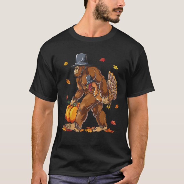 T-shirt Pèlerin de Bigfoot Turquie Citrouille drôle Thanks (Devant)