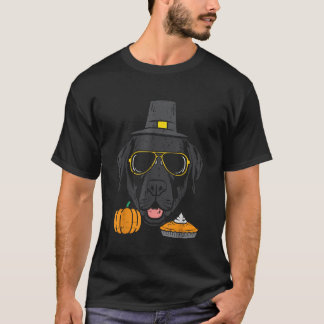 T-shirt Pèlerin Noir Labrador mignon Thanksgiving Chien Ho