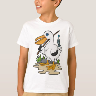 T-shirt Pélican comme pêcheur avec la baguette de pêche et