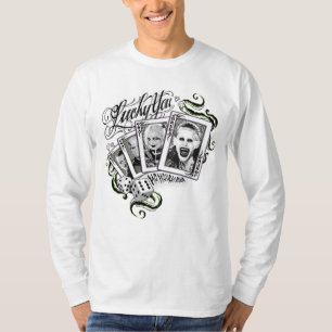 T-shirt Peloton de suicide   "chanceux vous" cartes de jeu