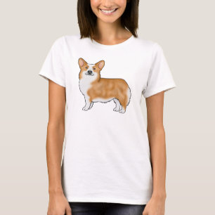 T-shirt Pembroke Welsh Corgi Cartoon Chien Rouge Et Blanc