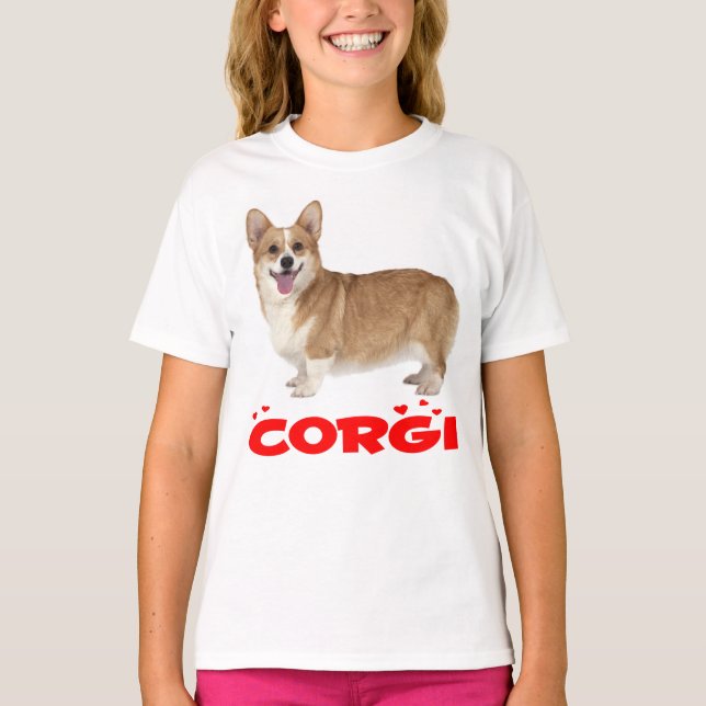 T-shirt Pembroke Welsh Corgi Chien Chien Coquelicot Filles (Devant)