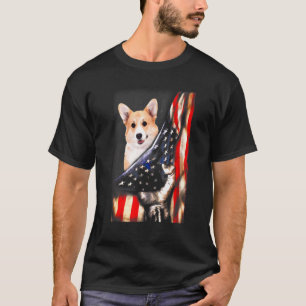 T-shirt Pembroke Welsh Corgi Og Drapeau Américain Chien P