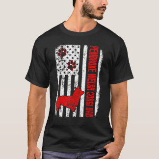 T-shirt Pembroke Welsh Corgi Papa Drapeau Américain