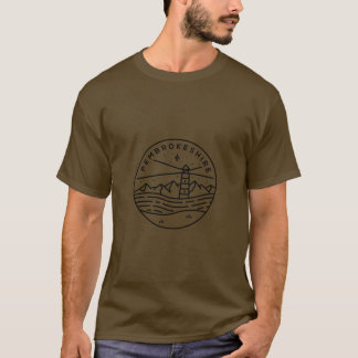 T-shirt Pembrokeshire Pays de Galles Emblem Blanc