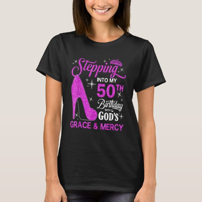 T-shirt Pénétrer Dans Mon 50e Anniversaire Avec Dieu S Gra (Devant)
