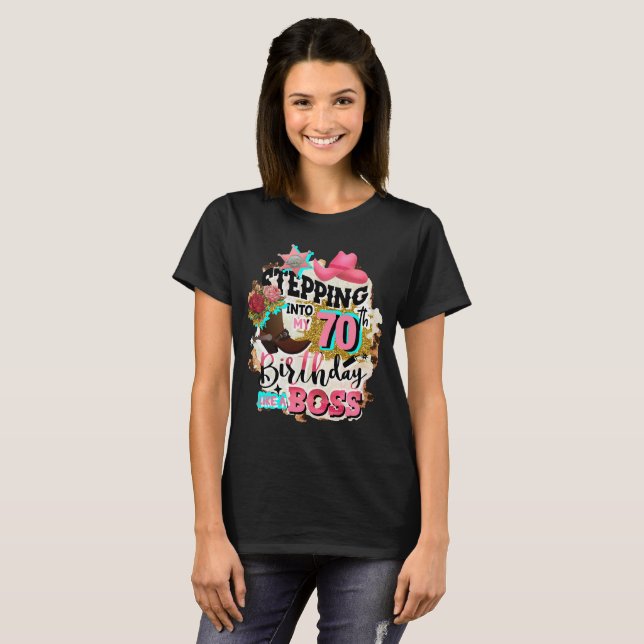 T-shirt Pénétrer dans My 70th Birthday Like Boss (Devant entier)