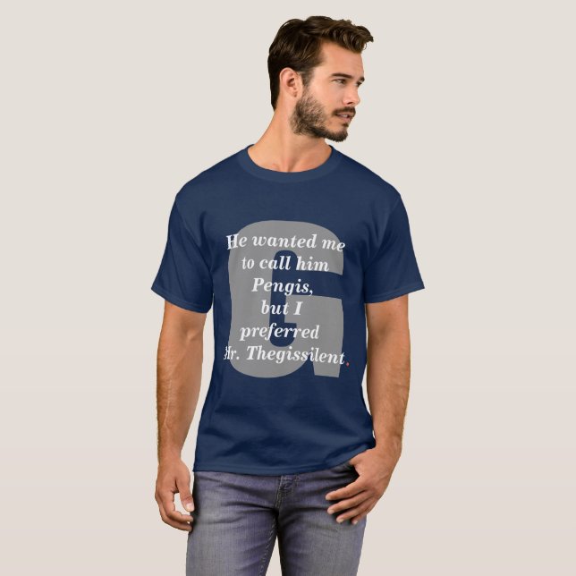 T-shirt Pengis.  Édition blanche et bleue rouge (Devant entier)