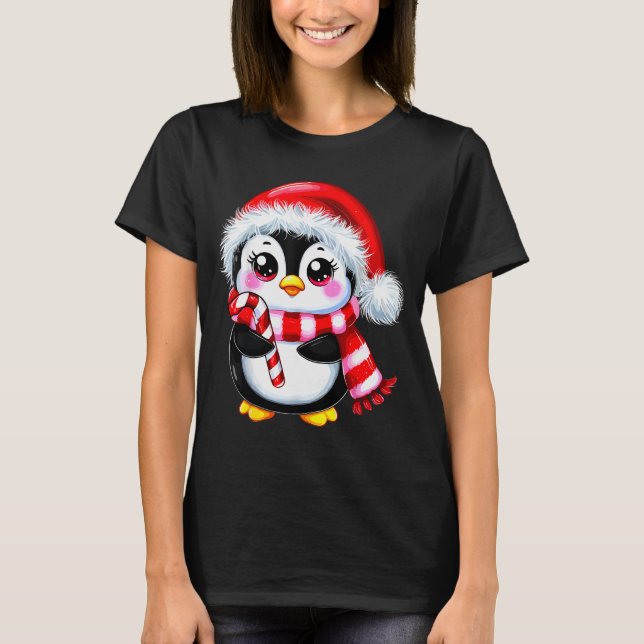 T-shirt Penguin Christmas Lover Uni-adult Black Small Mode (Devant)