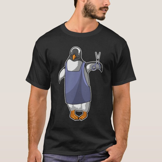 T-shirt Penguin coiffeur avec ciseaux (Devant)