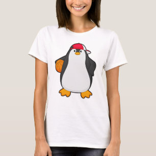 T-shirt Penguin comme joueur de basket-ball avec basket-ba