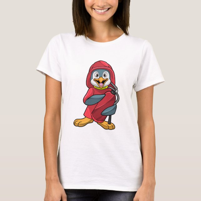 T-shirt Penguin comme pompier avec Extinguisher (Devant)