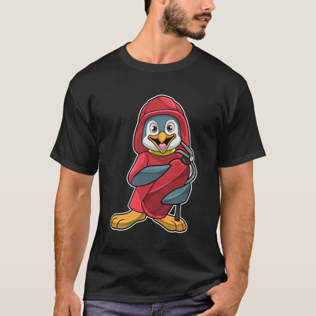 T-shirt Penguin comme pompier avec Extinguisher (Devant)