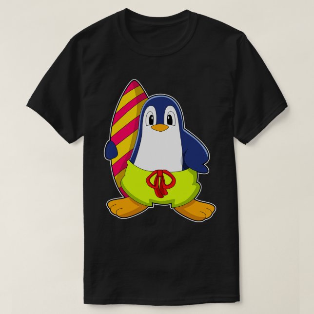 T-shirt Penguin comme surfer avec Surfer (Design devant)