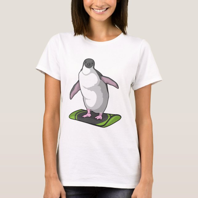 T-shirt Penguin en Snowboardeur avec Snowboard (Devant)