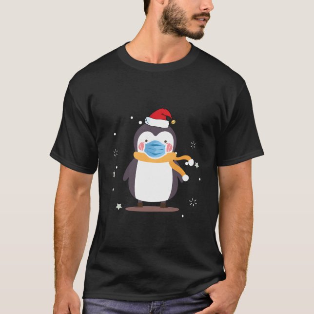 T-shirt Penguin Face Santa Penguin (Devant)