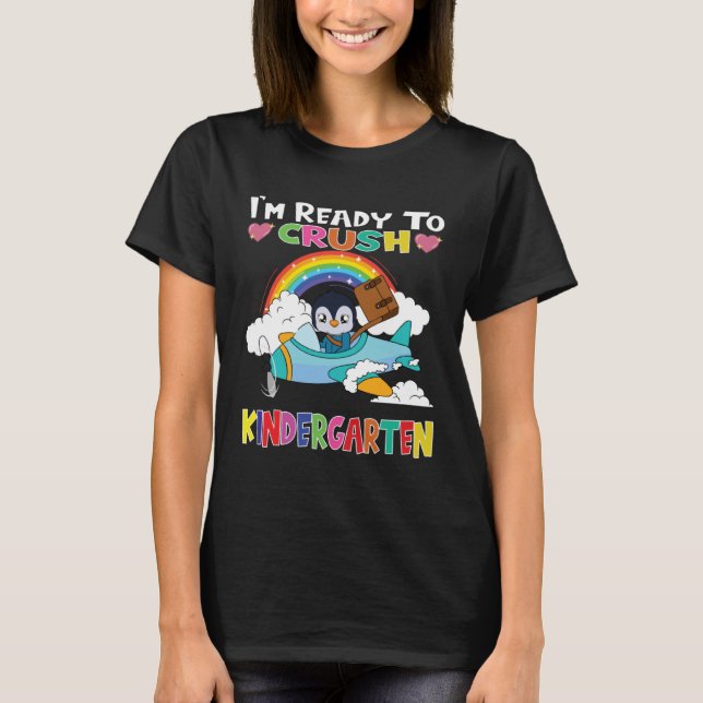 T-shirt Penguin Flying Plane I m Ready To Crush Kindergart (Devant)