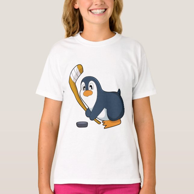 T-shirt Penguin Hockey sur glace bâton de hockey sur glace (Devant)