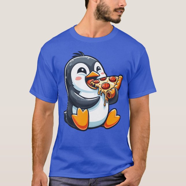 T-shirt Penguin pizza funny food fast food cartoon funny (Devant)