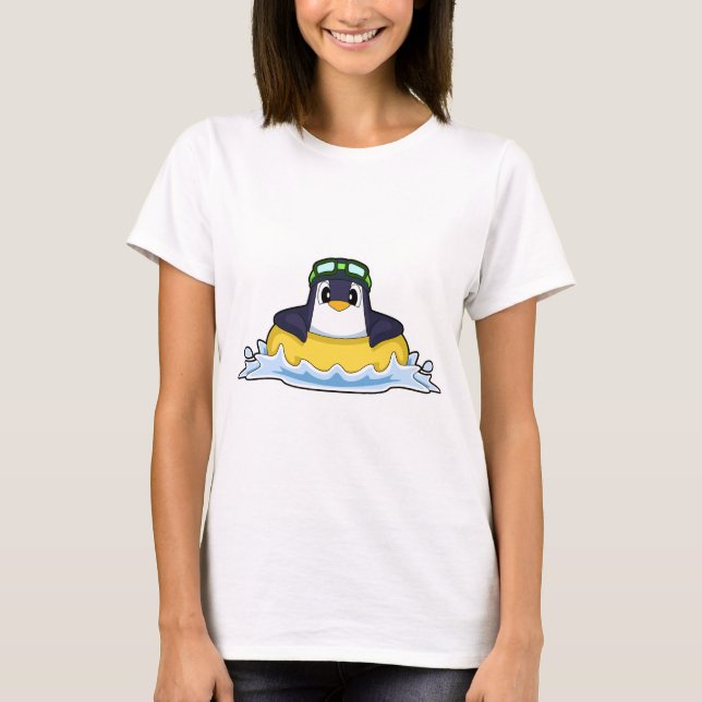 T-shirt Penguin Swimming Inflatable float Summer (Devant)