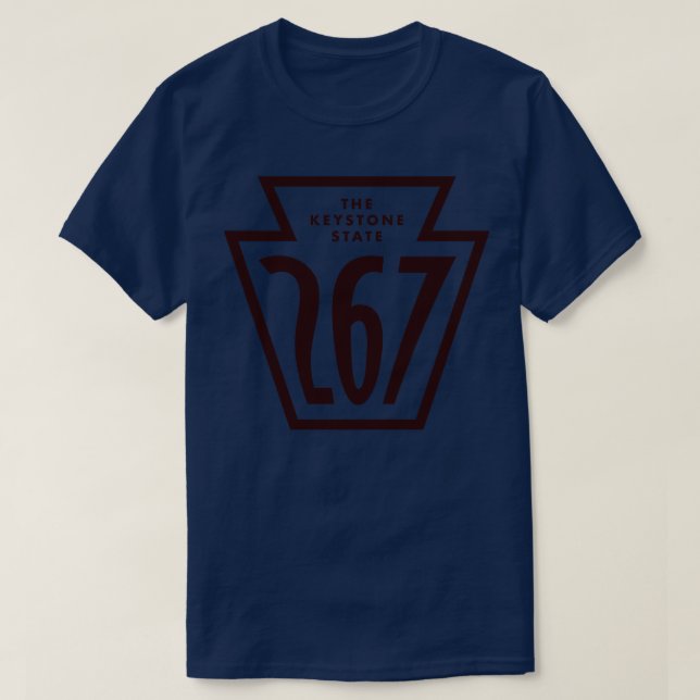 T-shirt Pennsylvanie Keystone Area Code 267 Brown (Design devant)