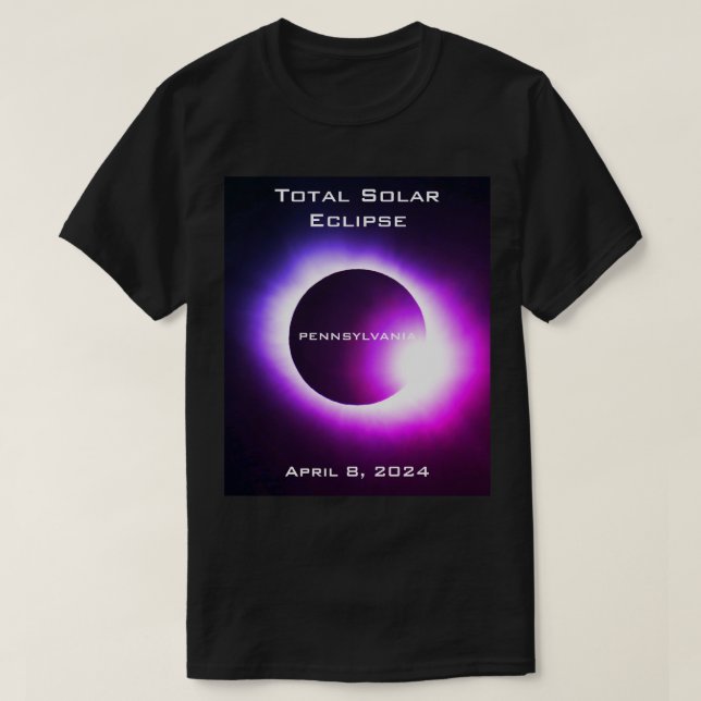 T-shirt PENNSYLVANIE Total éclipse solaire 8 avril 2024 (Design devant)