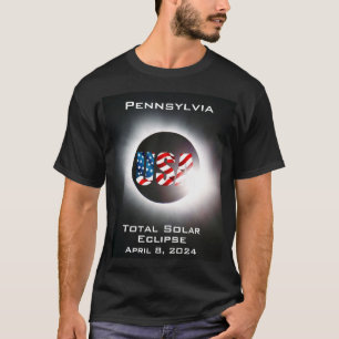 T-shirt Pennsylvanie USA Total éclipse solaire 8 avril 202