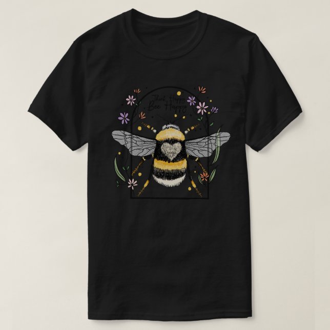 T-shirt Pense Heureux Abeille Heureux (Design devant)