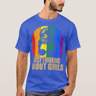 T-shirt Pensée occupée à propos des filles Rainbow Flag Le