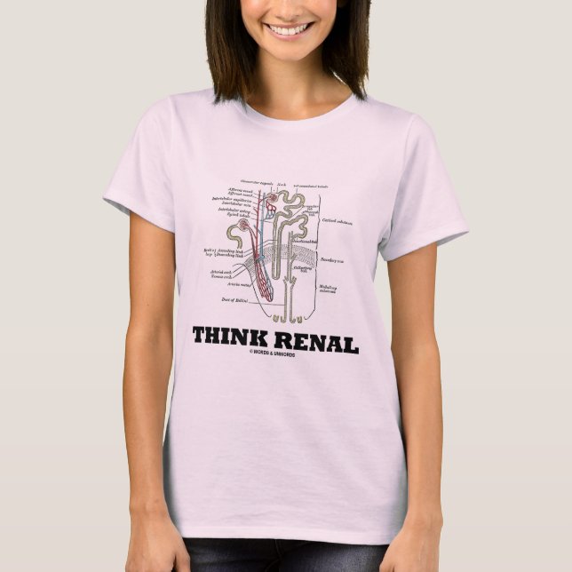 T-shirt Pensez rénal (le néphron de rein) (Devant)