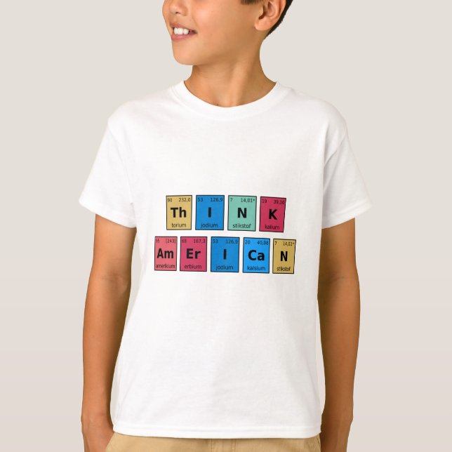 T-shirt Pensez tableau périodique américain (Devant)