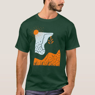T-shirt Pensez Vert Paysage Abstrait avec silhouette femme